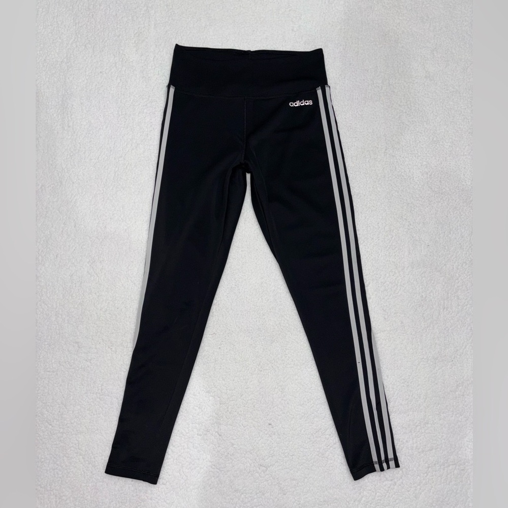 Adidas Black Leggings with White Stripes